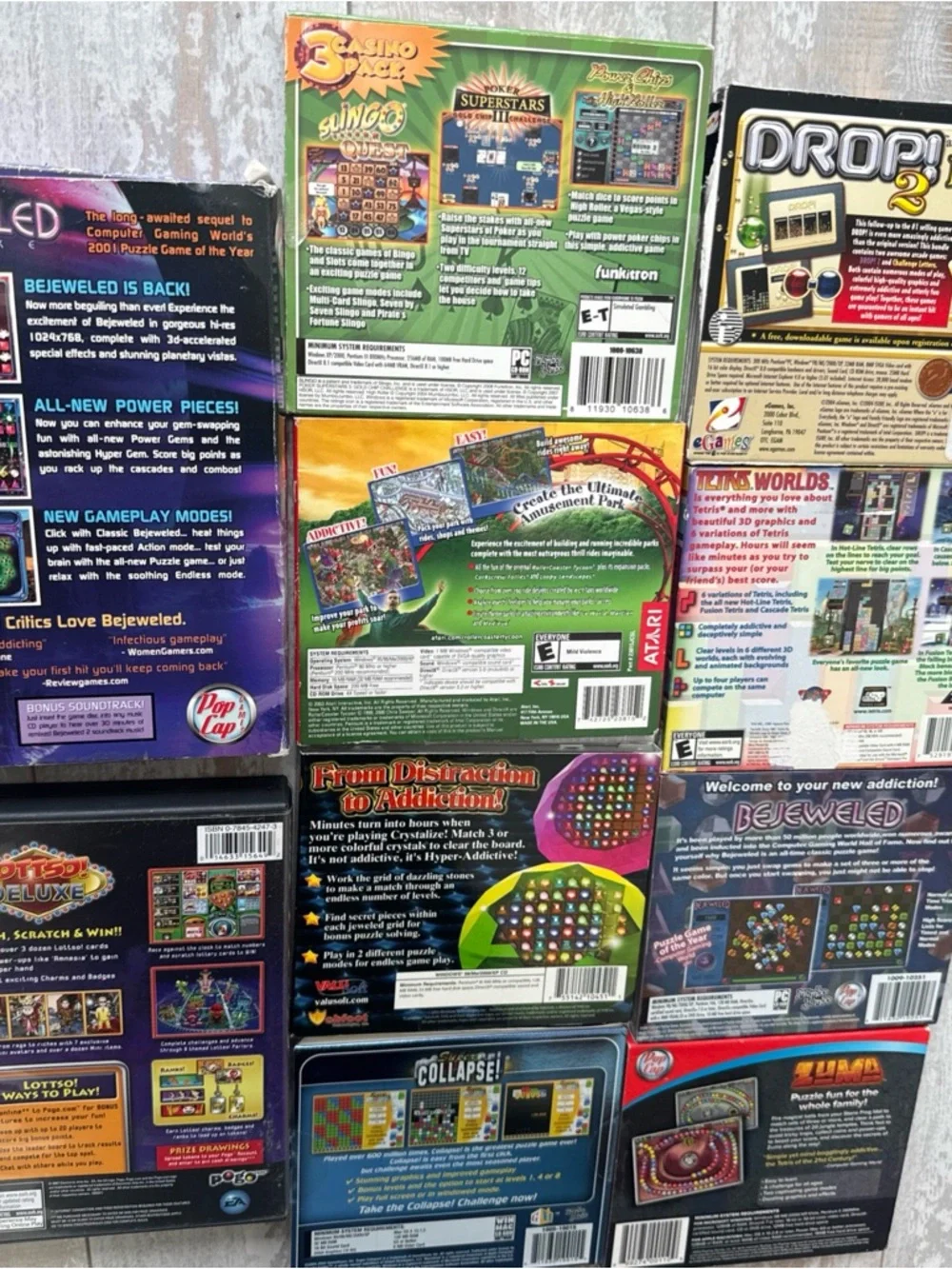 Lot Of 10 Computer PC games From Early 2000s Puzzles Tetris RollerCoaster Tycoon